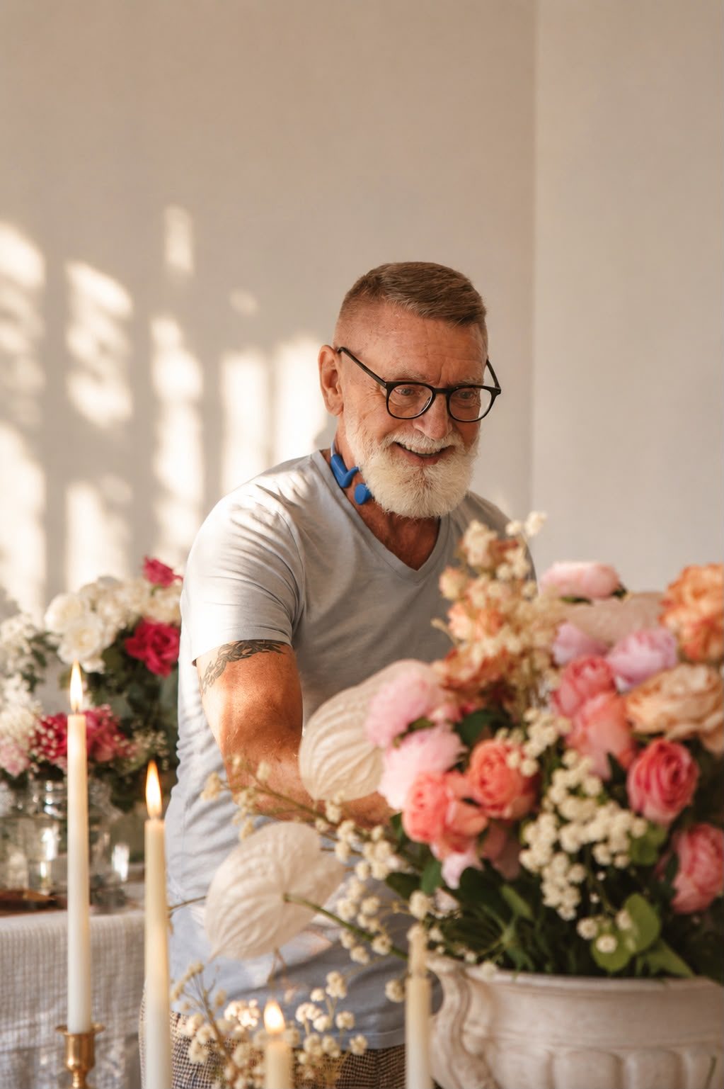 Florals being arranged for an event, from a past Three Petals event